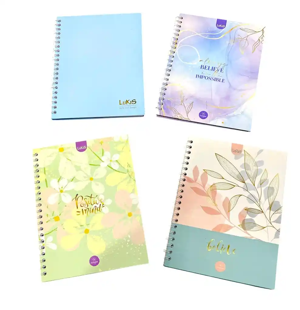 Cuaderno Argollado 80 Hojas Cuadriculado Lukis Diseños Surtidos Para Mujer Pasta Dura