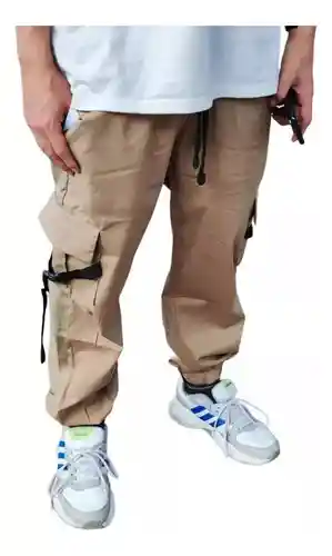 Pantalón Cargo Jogger Drill Bolsillos Hombre Urbano Moda