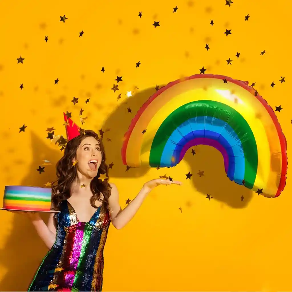 1 Globo Arcoiris Decoración Bandera Orgullo 95cm Grande