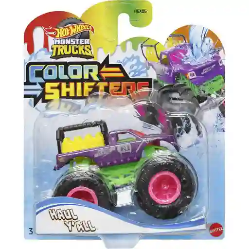 Hot Wheels Monster Trucks Cambia De Color Y'all Camión De Juguete A Escala 1:64, Cambia De Color Con El Agua