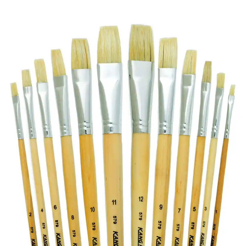 Pinceles Planos X 12 Und Kit Set