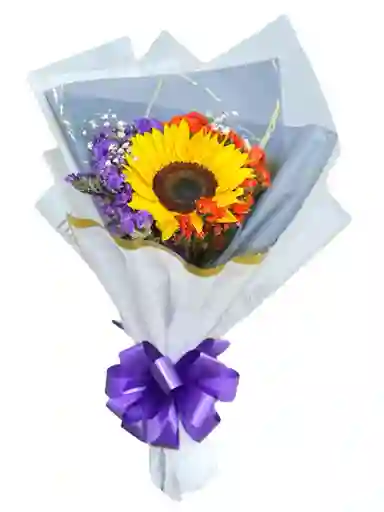 Flor De Girasol Con Follajes