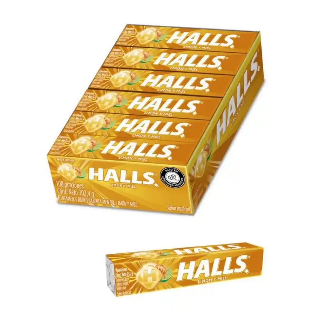 Halls Barra Limon Y Miel X12und