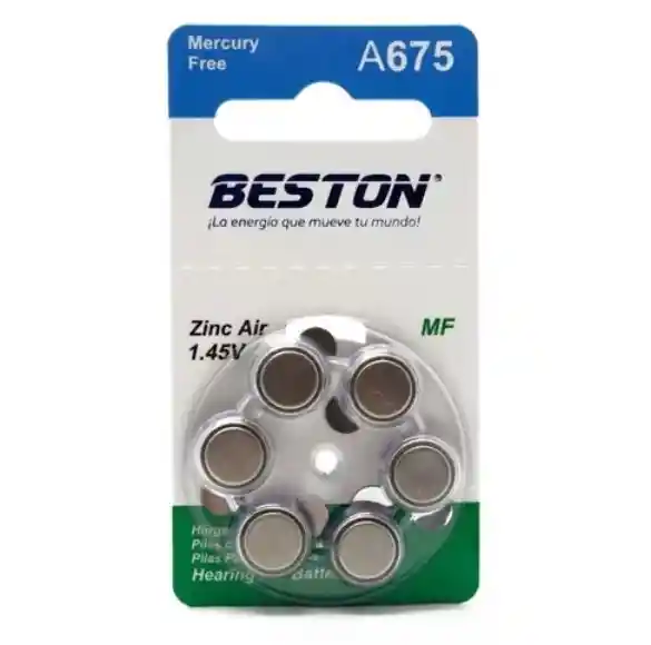 Pila Auditiva Beston X 6 Bst A675: Energía Duradera Para Audífonos