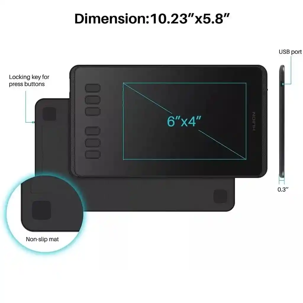 Tableta Digitalizadora Huion Inspiroy H640p 6x4 233pps