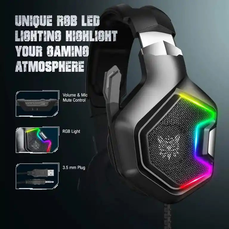 Diadema Audífonos Gamer Onikuma K10 Pro Negro Rgb