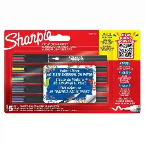 Sharpie Marcadores Acrilicos Punta Pincel X5