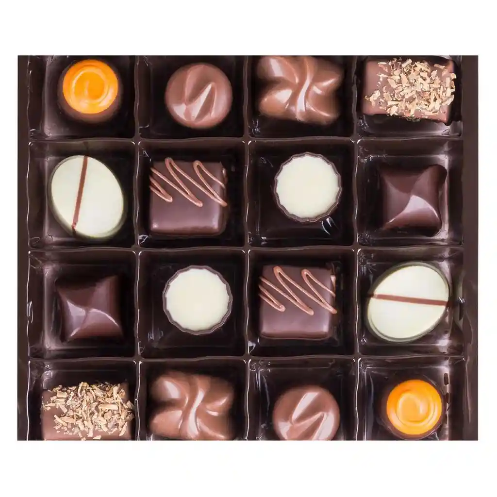 Gudrún Selección Premium De Chocolates Belgas - Deliciosos, Caja Blanca, 16 Porciones (2 Por Sabor) 454 G / 16 Oz