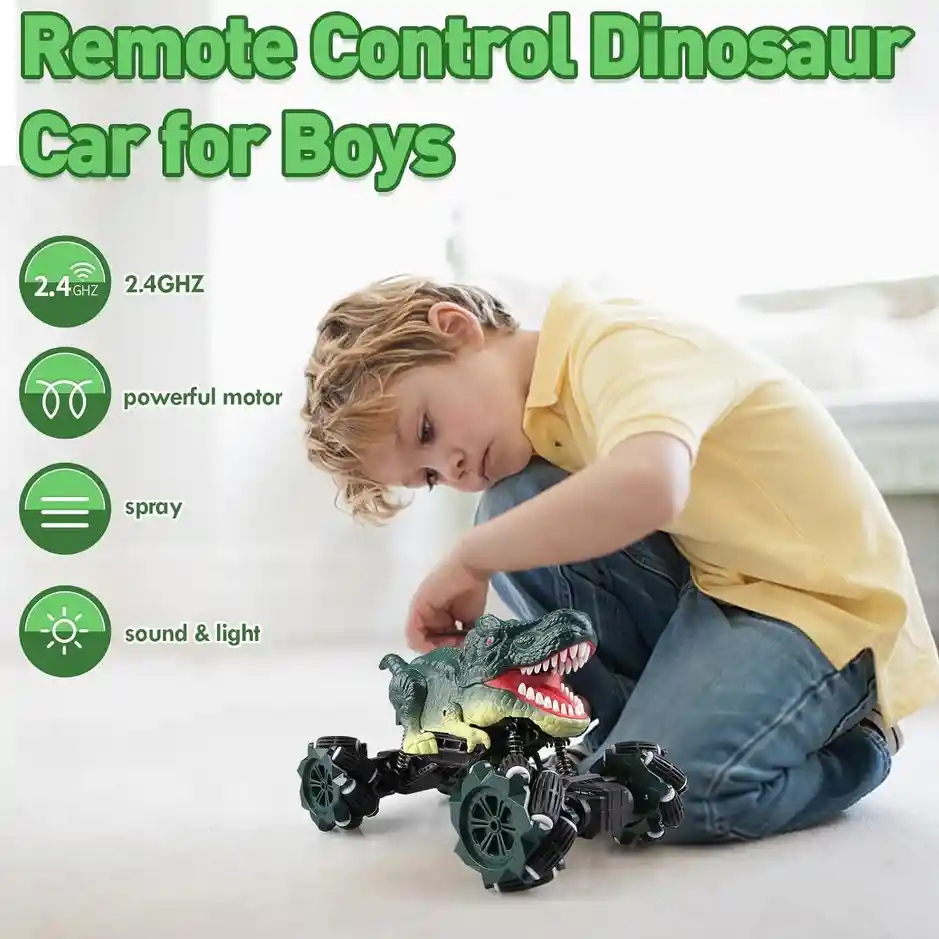 Carro De Dinosaurio 4x4 A Control Remoto Luces Sonido Y Humo