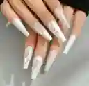 Uñas Postizas X24unds Profesionales + Adhesivo Decoradas Largas Abs Polish Glitter