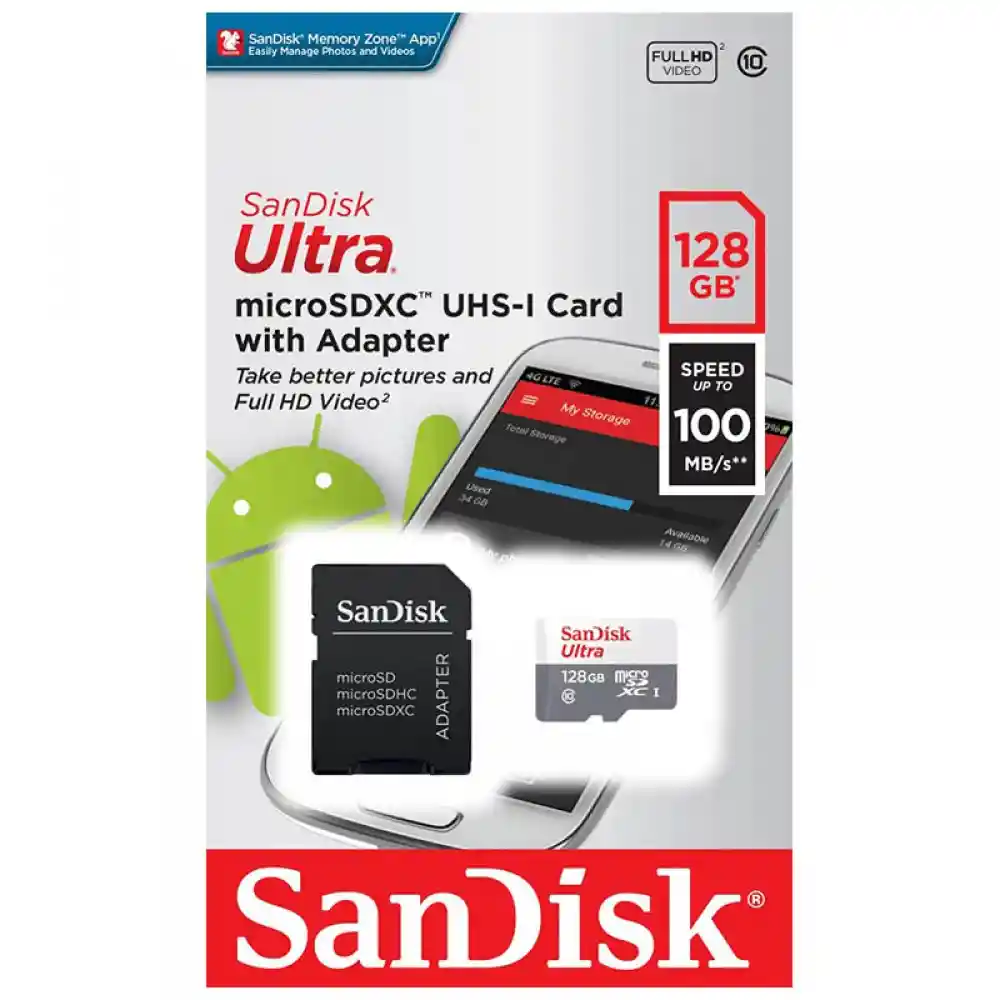 Micro Sd 128gb Clase 10 Sandisk