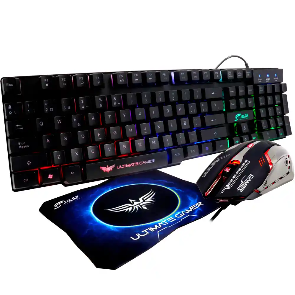 Combo Gamer 3 En 1 Mouse, Teclado Y Pad Mouse Thunder Ref. Ctmgjr-015