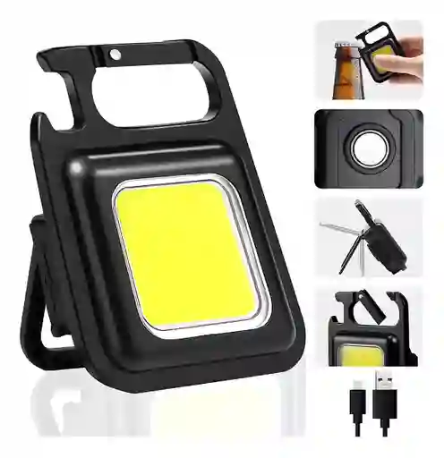 Linterna Led 800lm Recargable Metal Iman Llavero Destapador Color De La Linterna Negro Color De La Luz Blanco