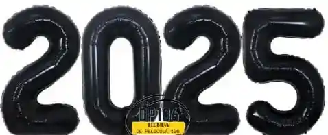 2025 Globos Negro R16 Feliz Año Nuevo Metalizado Mediano