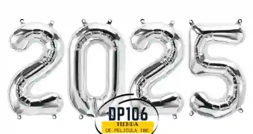 2025 Globos Plata R16 Feliz Año Nuevo Metalizado Mediano