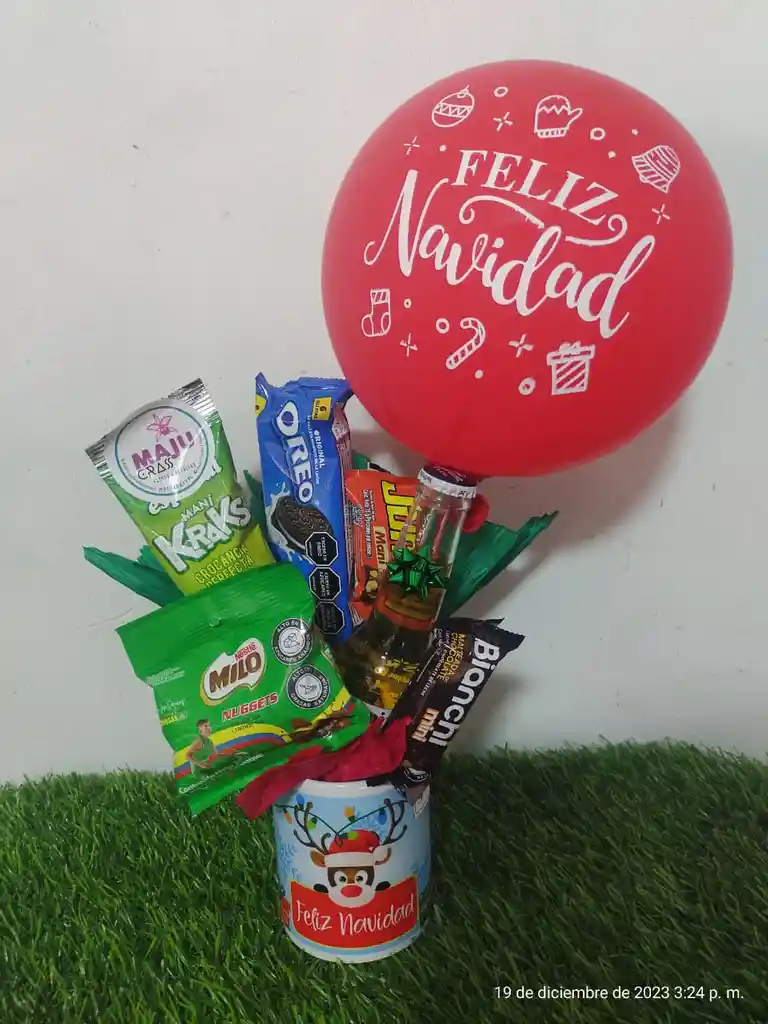 Mug Decorado Navidad Con Dulces Tipo Pocillo