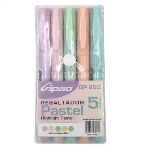 Gipao Resaltadores Pastel Estuche X5