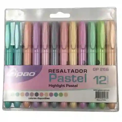 Gipao Resaltadores Pastel Estuche X12