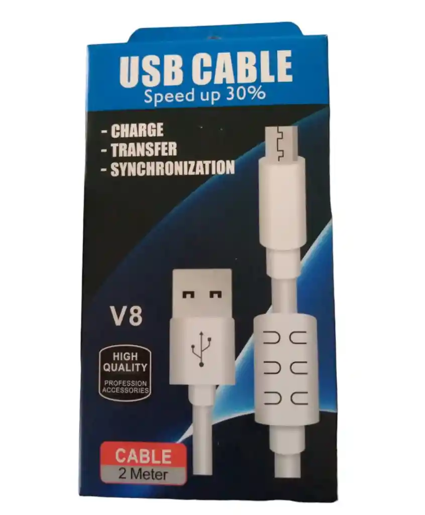 Cable Con Filtro V8 Usb 2.0 Blanco 2mts