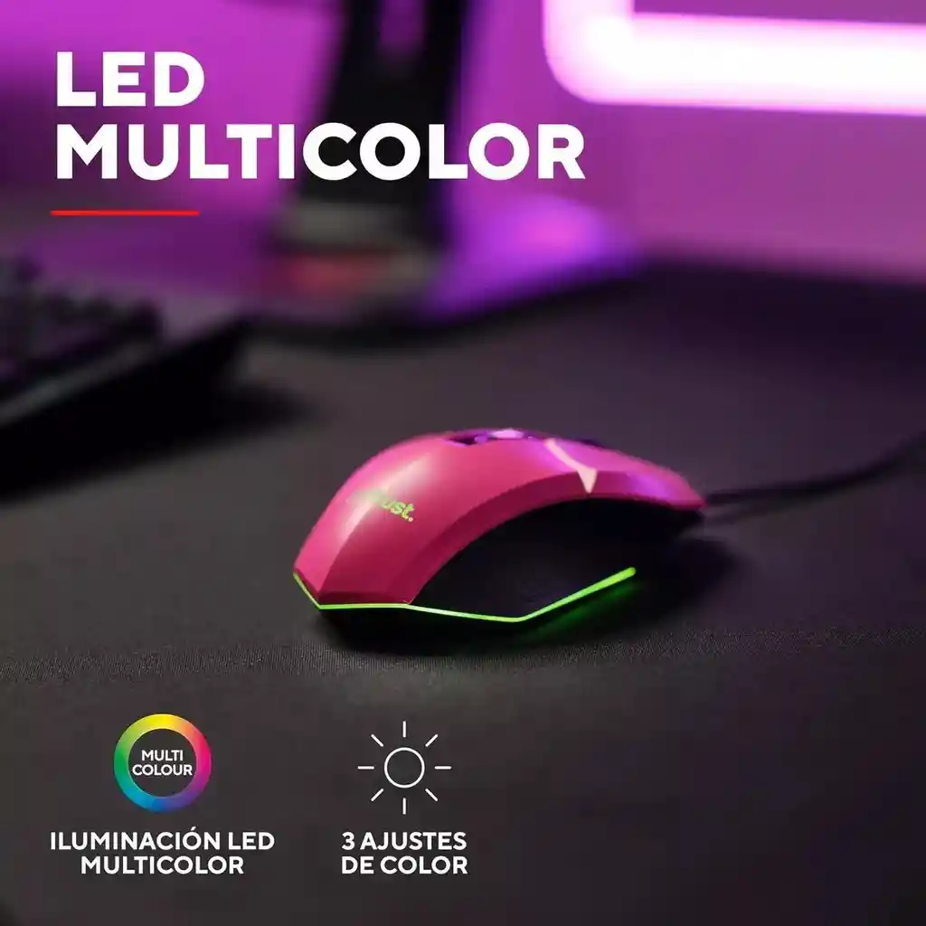 Mouse Gamer Rgb Programable 6 Botones Trust Felox | 6400 Dpi