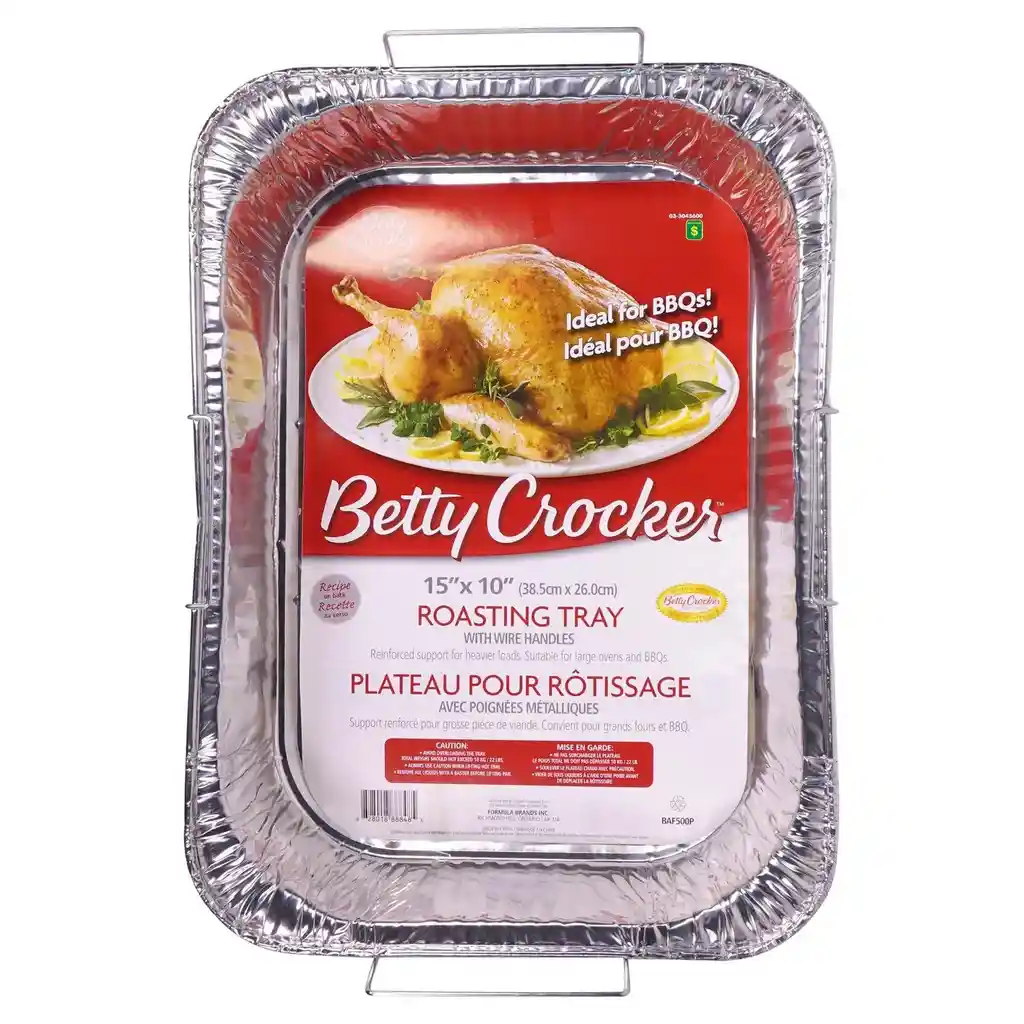 1 Molde Rectangular Betty Crocker Aluminio Grande Pavo Pollo Carne Pavera Soporte Agarraderas