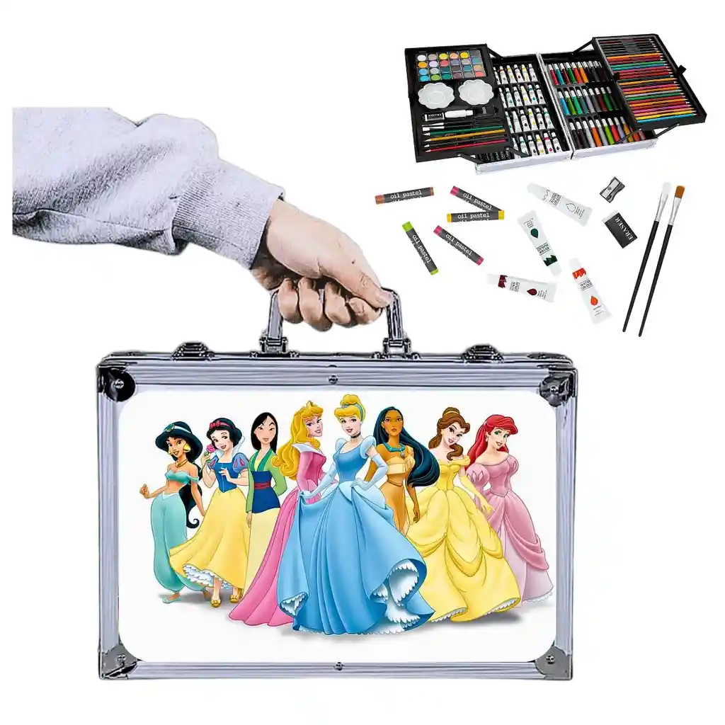 Maletín Artistico Princesas Para Niñas Ap145 Pcs