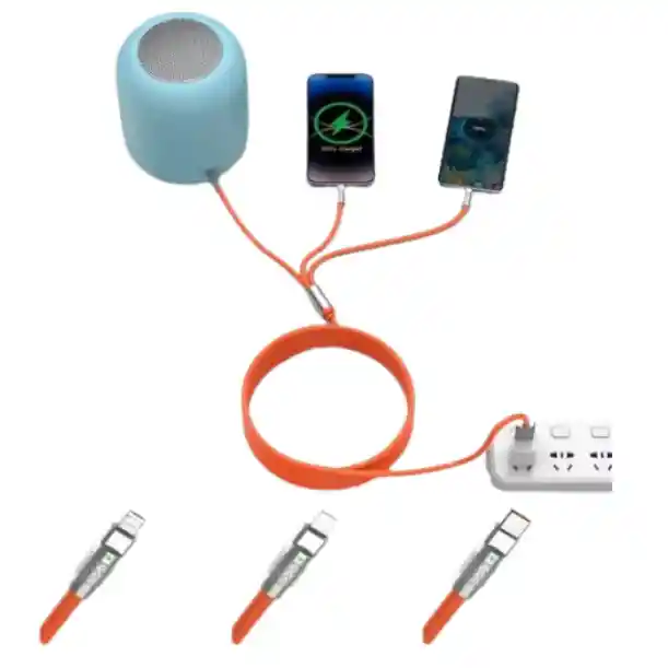 El Cable De Carga Rápida 3 En 1 Naranja Ca-880 Para Todos Tus Dispositivos