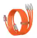 El Cable De Carga Rápida 3 En 1 Naranja Ca-880 Para Todos Tus Dispositivos
