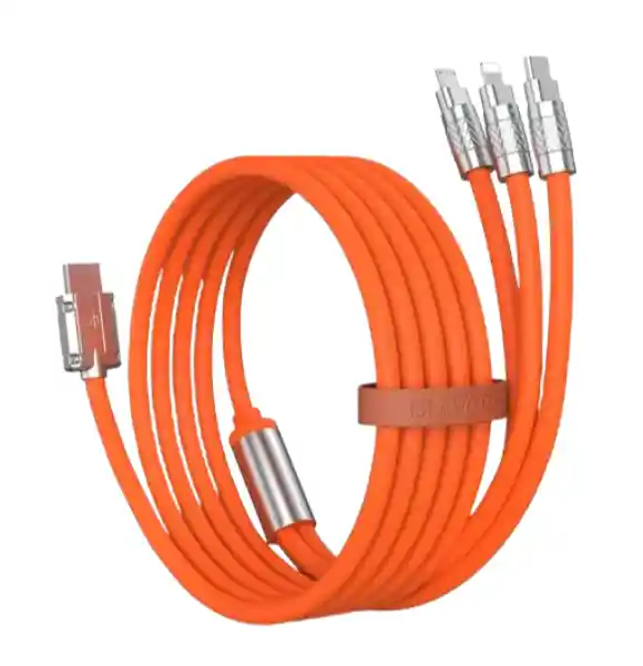 El Cable De Carga Rápida 3 En 1 Naranja Ca-880 Para Todos Tus Dispositivos