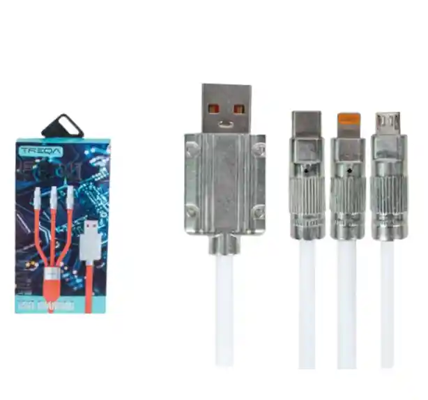 El Cable De Carga Rápida 3 En 1 Ca Blanco -880 Con Tecnología Innovadora
