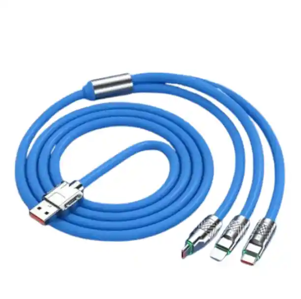 El Cable De Carga Rápida 3 En 1 Azul Ca-880 Que Nunca Te Fallará