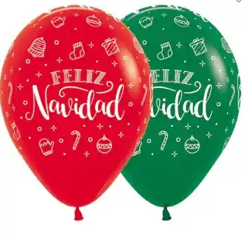 R-12 Globo Bomba Infinity Sempertex Feliz Navidad Corona X 12 Fashion Surtido