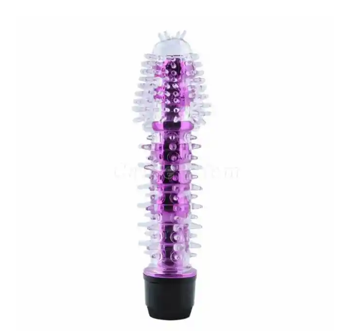 Vibrador Consolador Erizo Con Funda Texturizada 17 Cm Color Morado