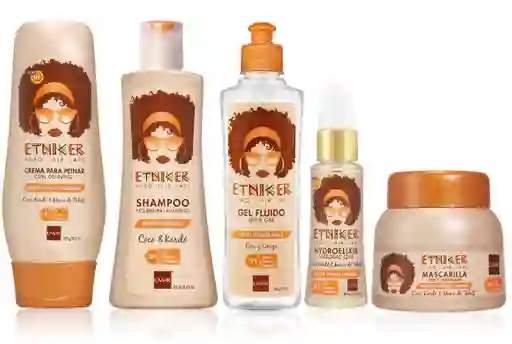 Kit Etniker Cabello Afro (shampoo, Mascarilla, Crema, Hidroelixir Y Fluido)