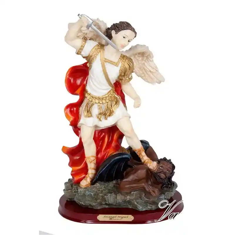 Figura Religiosa Ángel Arcángel Miguel 22cm Porcelana Italiana Firenzi