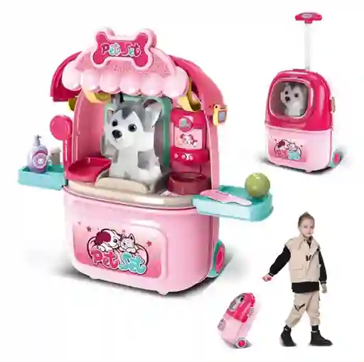 Maleta Rodachines Kit Cuidado Mascota Perro Juguete Didactico Ninas