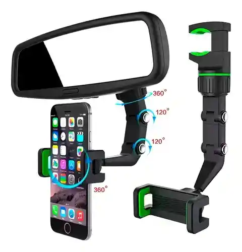 Soporte Clip De Celular Para Auto Espejo Retrovisor Ajustable