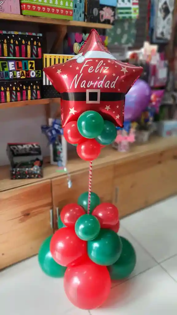 Decoración Navidad Centro De Mesa Arreglo Con Globos Detalle Regalo