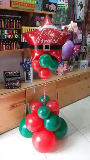 Decoración Navidad Centro De Mesa Arreglo Con Globos Detalle Regalo