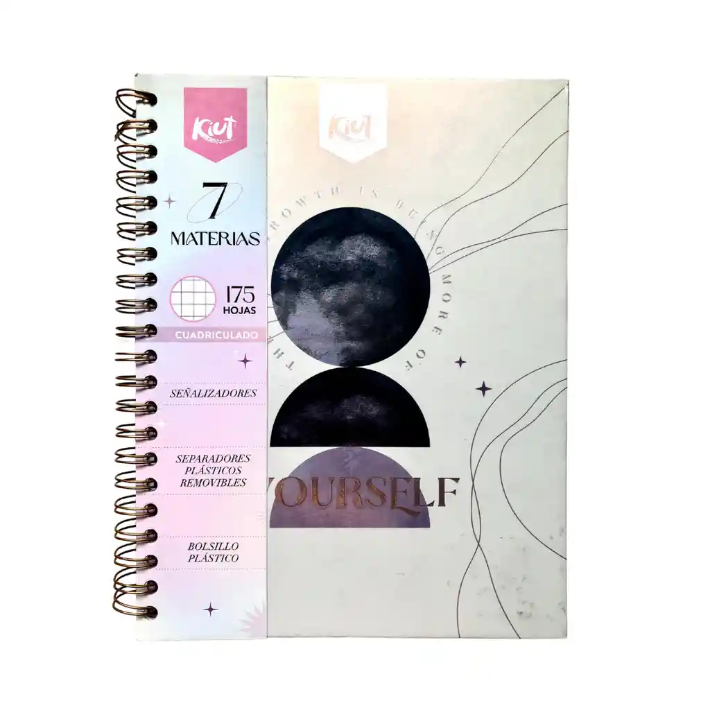 Cuaderno Argollado 7 Materias Cuadriculado Motivacional Durabook Kiut Grande 175 Hojas