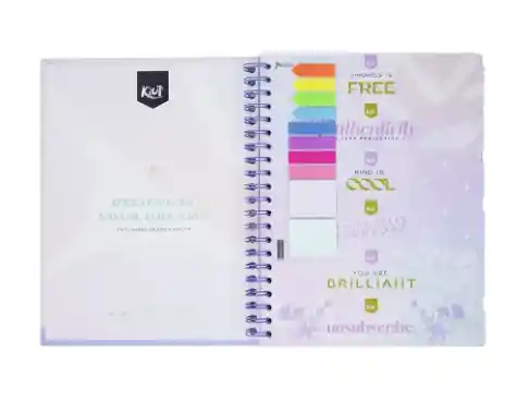 Cuaderno Argollado 5 Materias Cuadriculado Motivacional Durabook Kiut Grande 175 Hojas