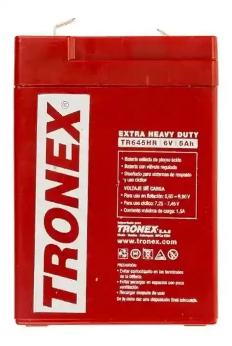 Bateria 6v Sellada Recargable Plomo Ácido Tronex 4.5a 5ah