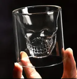 Vaso En Vidrio Para Trago Whisky Con Diseño De Calavera