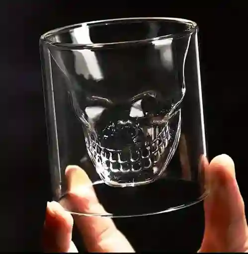 Vaso En Vidrio Para Trago Whisky Con Diseño De Calavera