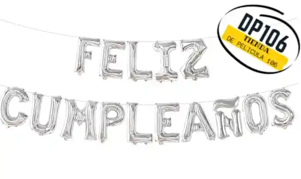 Feliz Cumpleaños Plata Globos Metalizados