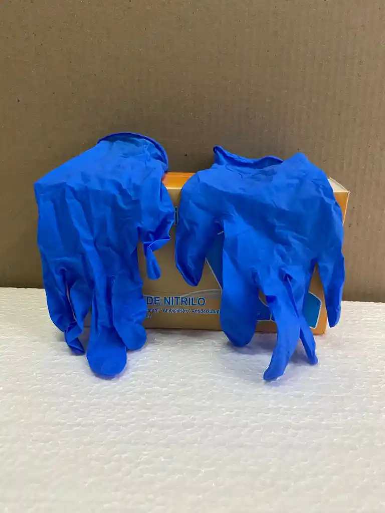 Caja X 100 Guantes De Nitrilo Azul Talla S