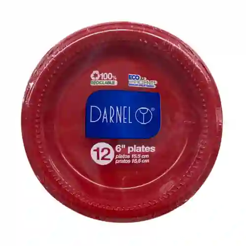 Plato Plastico Darnel Color Rojo X 12 De 15.5 Cm