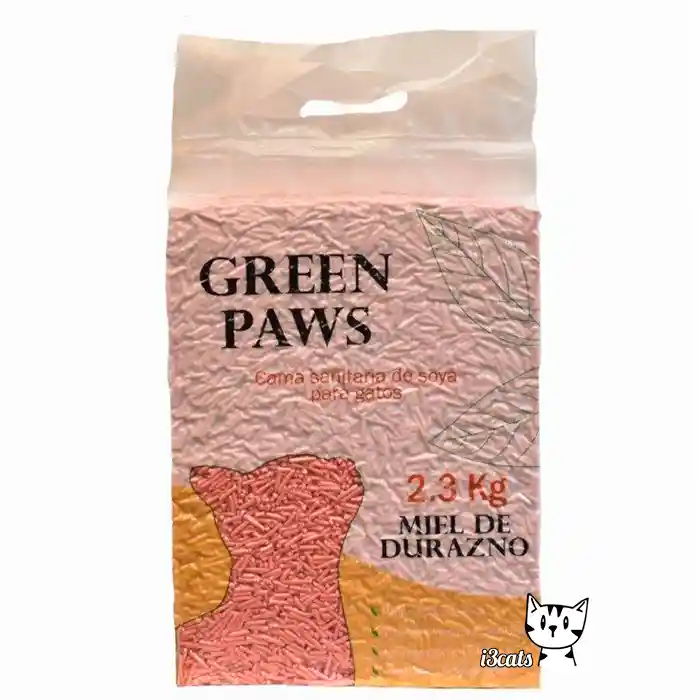 Arena Green Paws De Soya Miel Durazno 2.3kg Para Gatos