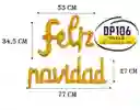 Feliz Navidad Globos Dorado Letra Cursiva