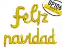 Feliz Navidad Globos Dorado Letra Cursiva